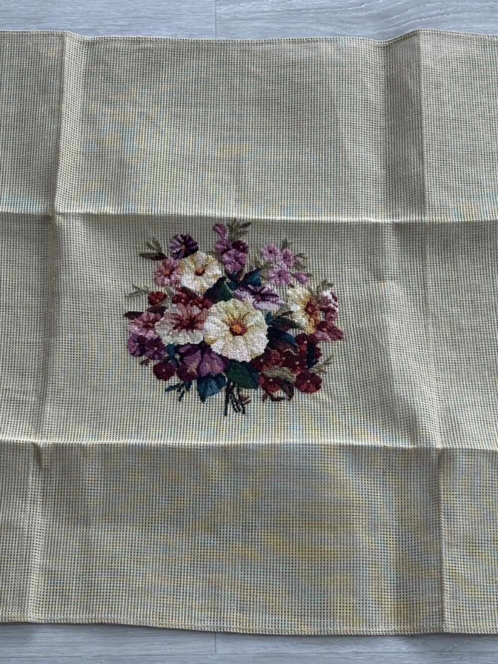 Vintage Floral Needlepoint Canvas Kit 100% Wool Large 20x20 New Old Stock
